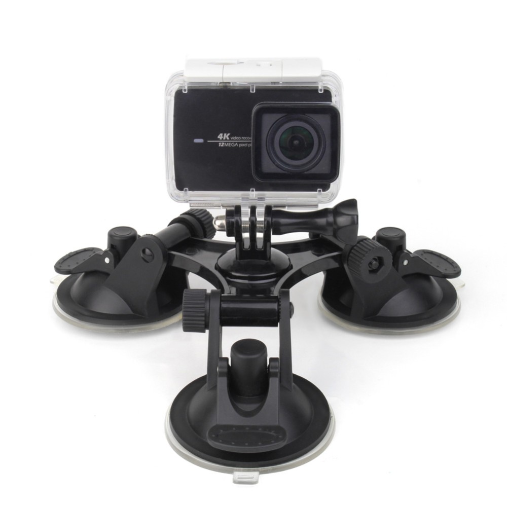 Car Suction Cup Glass Holder Triangle Low angle + 1/4&quot; tripod Adapter Mount for Gopro 10 9 8 7 SJCAM Xiaomi Yi 4K Accessories