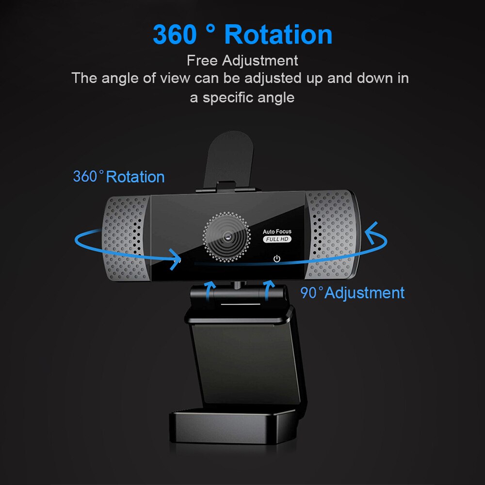 360 ° kierto usb 2.0 verkkokamera 1080p hd 2mp automaattitarkennus tietokonekamera webbikamerat sisäänrakennettu mikrofoni linssisuojuksella jalusta kannettavalle tietokoneelle