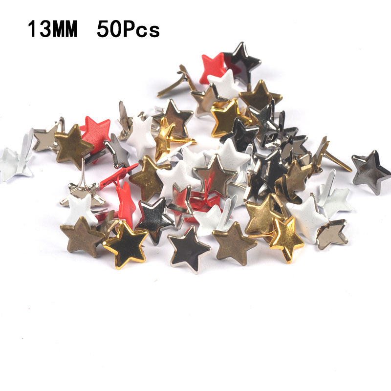 Tachuelas de Metal con forma de corazón y estrella de colores, artesanías, adornos para álbum de recortes, sujetadores, accesorios de decoración hechos a mano: C2108  50pcs