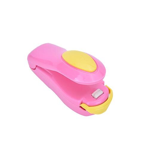 Portable household mini Heat sealing machine Kitchen Gadgets food plastic bag Travel Handy Sealers Easy Resealer For Food Snack: Pink