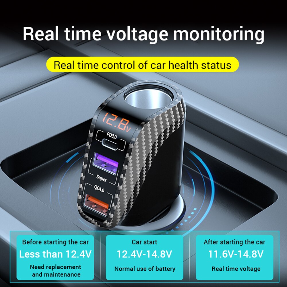Asome Technik usb Auto ladegerät mit 90w zigaretten anzünder erweiterungs anschluss pd scp fcp schnell ladung für iphone samsung huawei