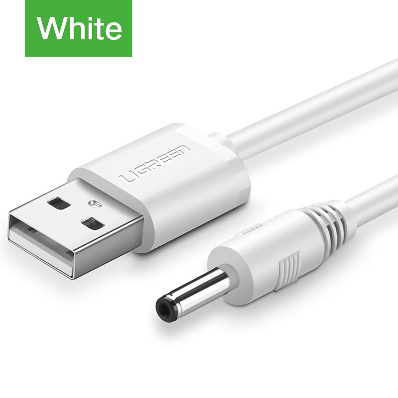 Ugreen USB to DC 3.5mm Power Cable USB A Male to 3.5 Jack Connector 5V Power Supply Charger Adapter for HUB USB Fan Power Cable: White