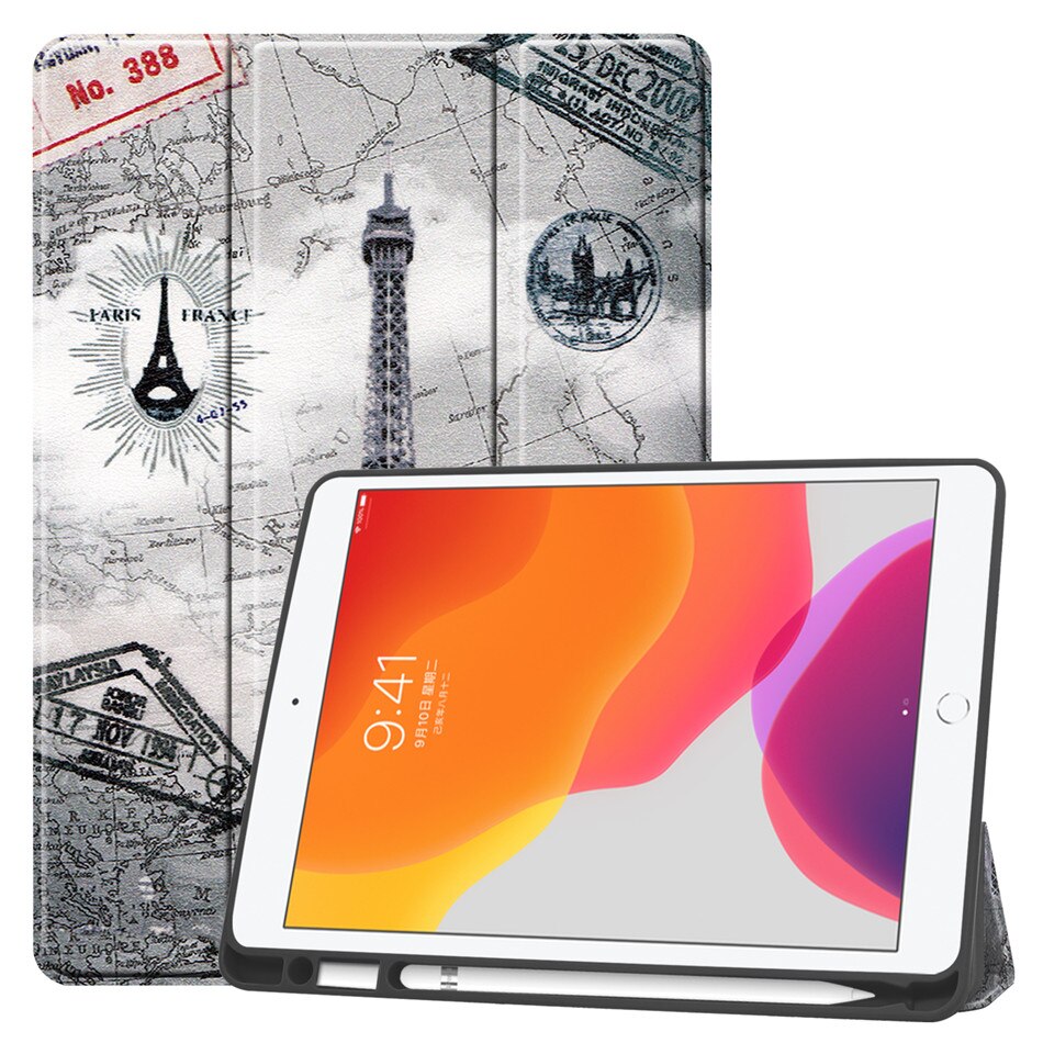 For iPad 7th 10.2" Case A2198 With Pencil Holder Stand Cover For iPad 10.2 Case Auto Sleep / Wake+Screen Protector+pen: TT