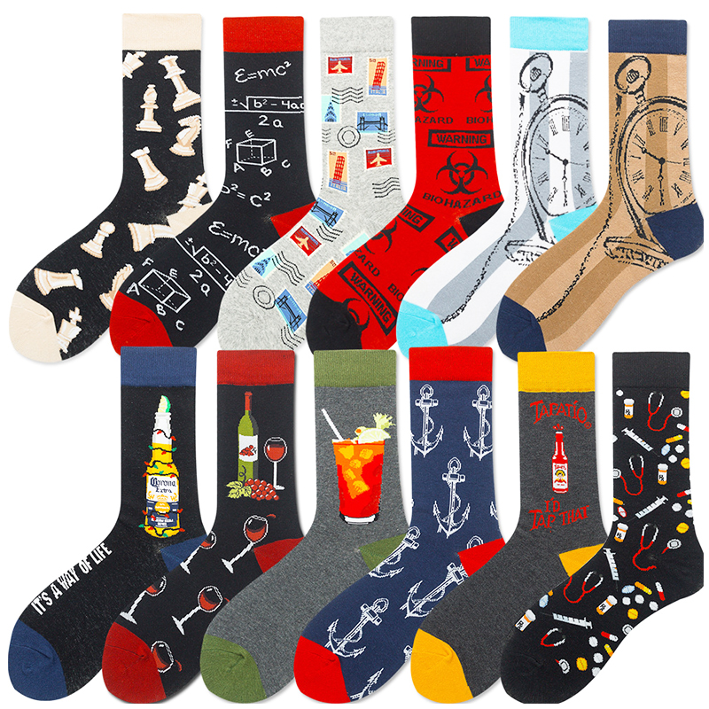 Chaussettes de pour hommes, motif de Cactus, de bière, Hip Hop, Cool, pour femme, hiver, épais, Long Skate, drôle, robe de mariée