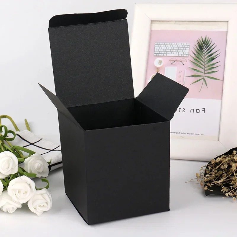 Caja de papel Kraft plegable cuadrada de 20/50 Uds., caja de cartón blanco y negro para embalaje de velas, caja de para dulces de recuerdo de de boda: Verde menta / 9x12 cm / 7x7x6.5 cm