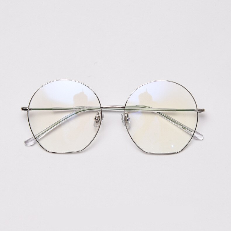49432 Semicircle Oversized Metal Glasses Frames Ultralight Men Women Optical Computer Glasses: C7Silver-Green