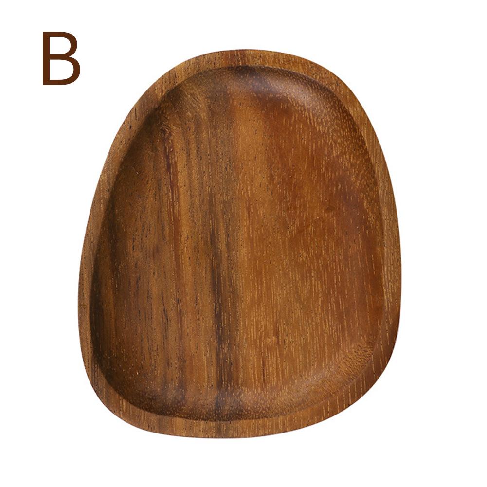 Whole Wood Dishes Dinner Plate Tableware Irregular Oval Solid Wood Table Service Fruit Plate Saucer Tea Tray Dessert 1PC: 16x13cm