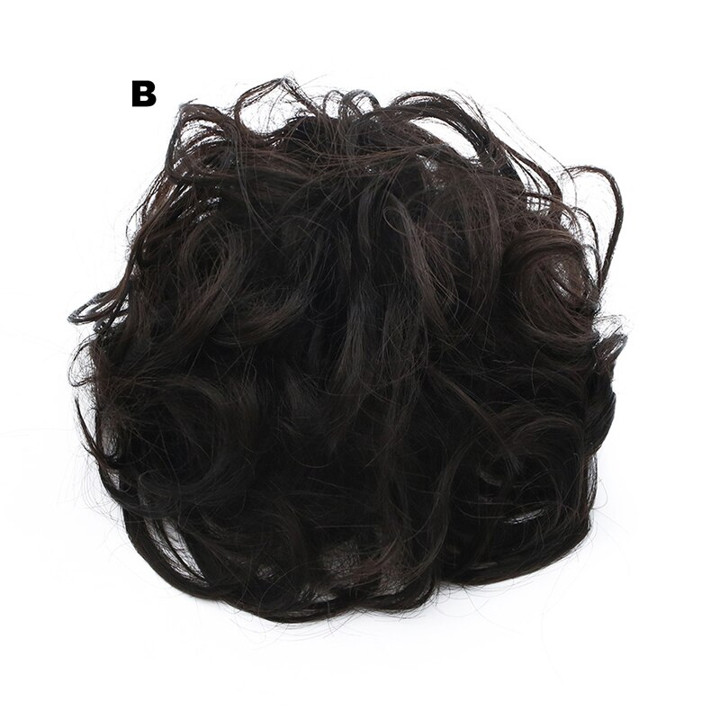 Similler syntetisk krøllet chignons gummibånd elastisk scrunchie hair extensions bånd hårspænde bundter hårstykker boller: B