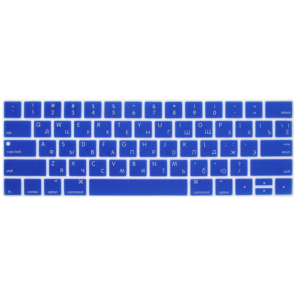 Cubierta de teclado ruso para Mac Book, 13, 15 pulgadas, con barra táctil, A1706, A1707, A1989, 1990, cubierta para teclado de portátil, película de teclado a Color: Azul