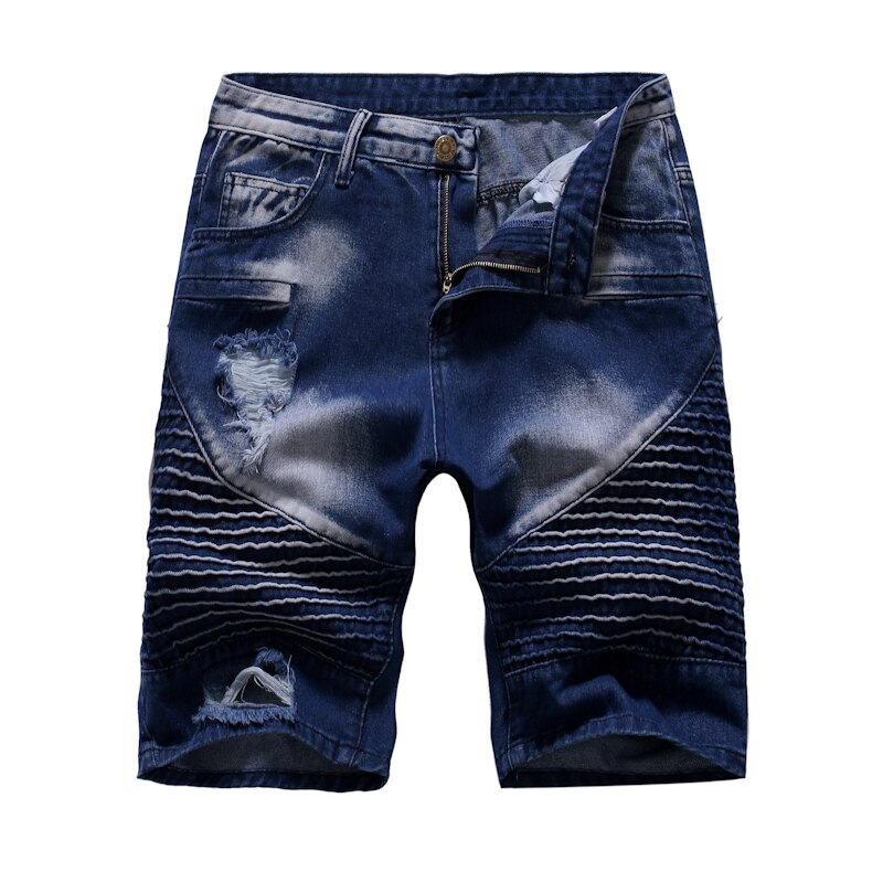 Hommes shorts été denim shorts décontracté és hommes jean bermuda planche à roulettes harem hommes survêtement genou longueur: blue / XL
