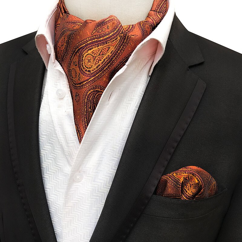Mans Vintage 100% seda Ascot corbata set de bolsillo a cuadros de lujo Mans Paisley flor corbata pañuelo para hombres