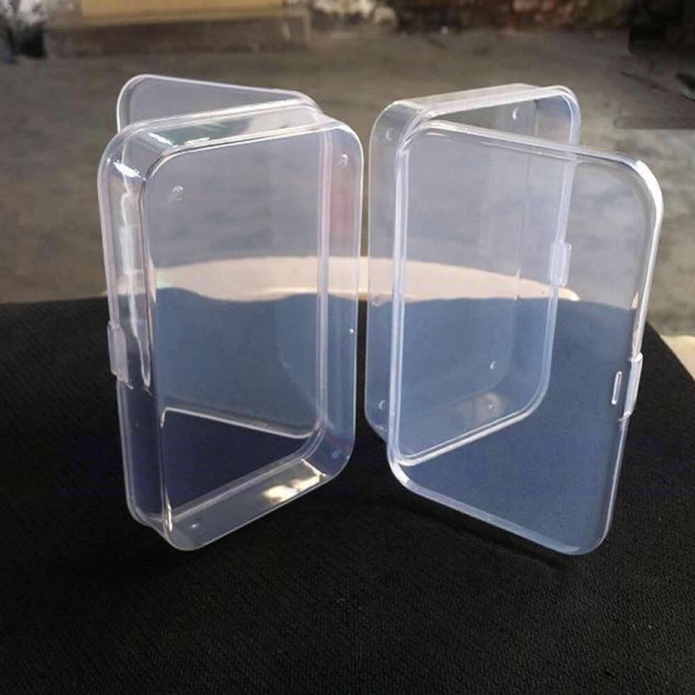 2x Plastic Clear Transparent With Lid Storage Box Collection Container Case