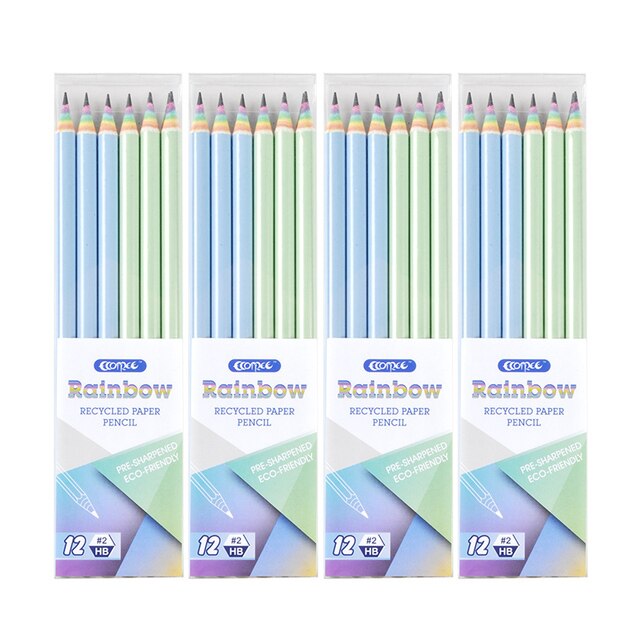 YHSMTG Paper Rainbow HB Pencils Writing Student Write Stationery for School and Office Supplies 12Pcs/Box: 4 box