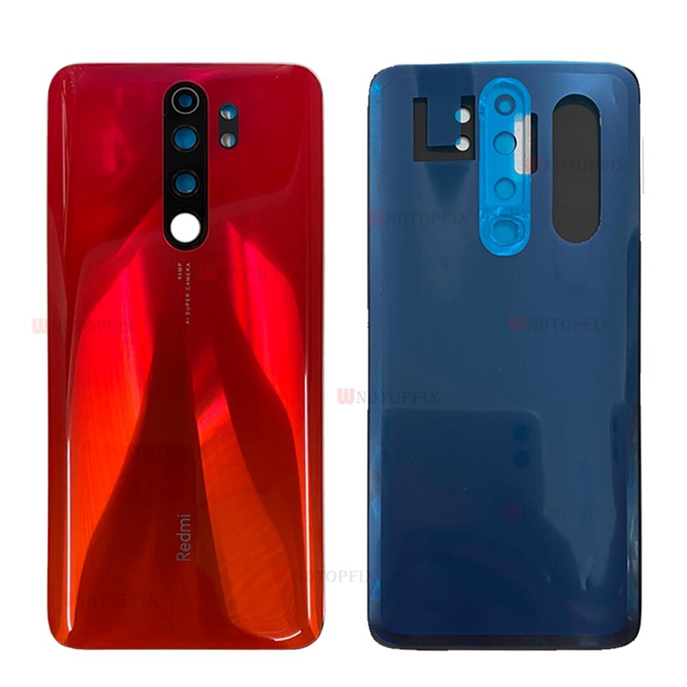 3D Glass For Xiaomi Redmi Note 8 Pro Back Battery Cover Door Rear Glass For Redmi Note 8 Battery Cover Housing Case + Gule