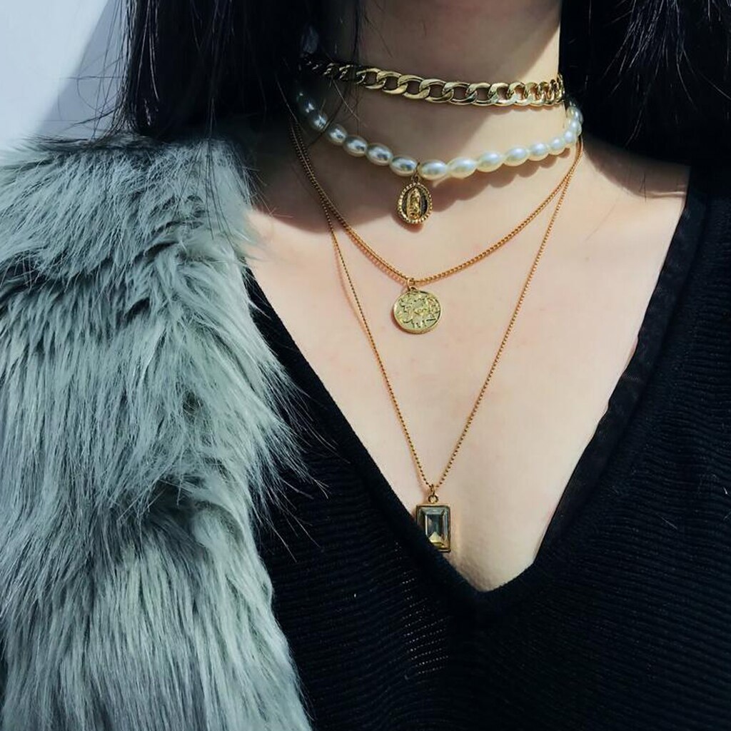Mode Multi-Lagen Lange Trui Hanger Ketting Choker Ketting Voor Vrouwen