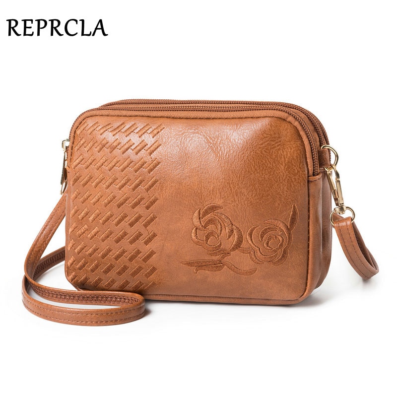 REPRCLA Drie Compartimenten Crossbody Tassen voor Vrouwen Mode Kleine Schoudertas Borduurwerk Dames Handtassen Purse