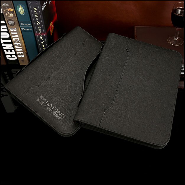 A4 File Folder Notebook Briefcase with Calculator Padfolio PU Leather Binder Manager Document Organizer Classeuer Hand Clip File