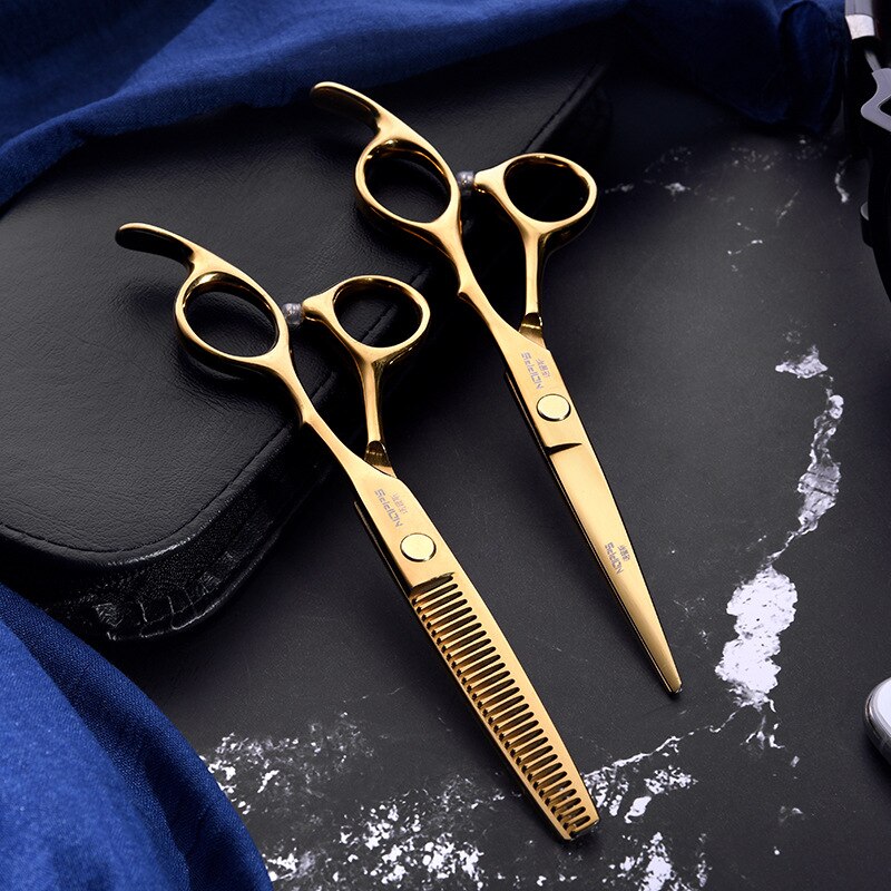 Friseur Schere Schwarz Und Farbe Titan Überzug Flach Schneiden Schere Pony Schneiden Verdünnung Scheren Haar Schneiden Professionelle