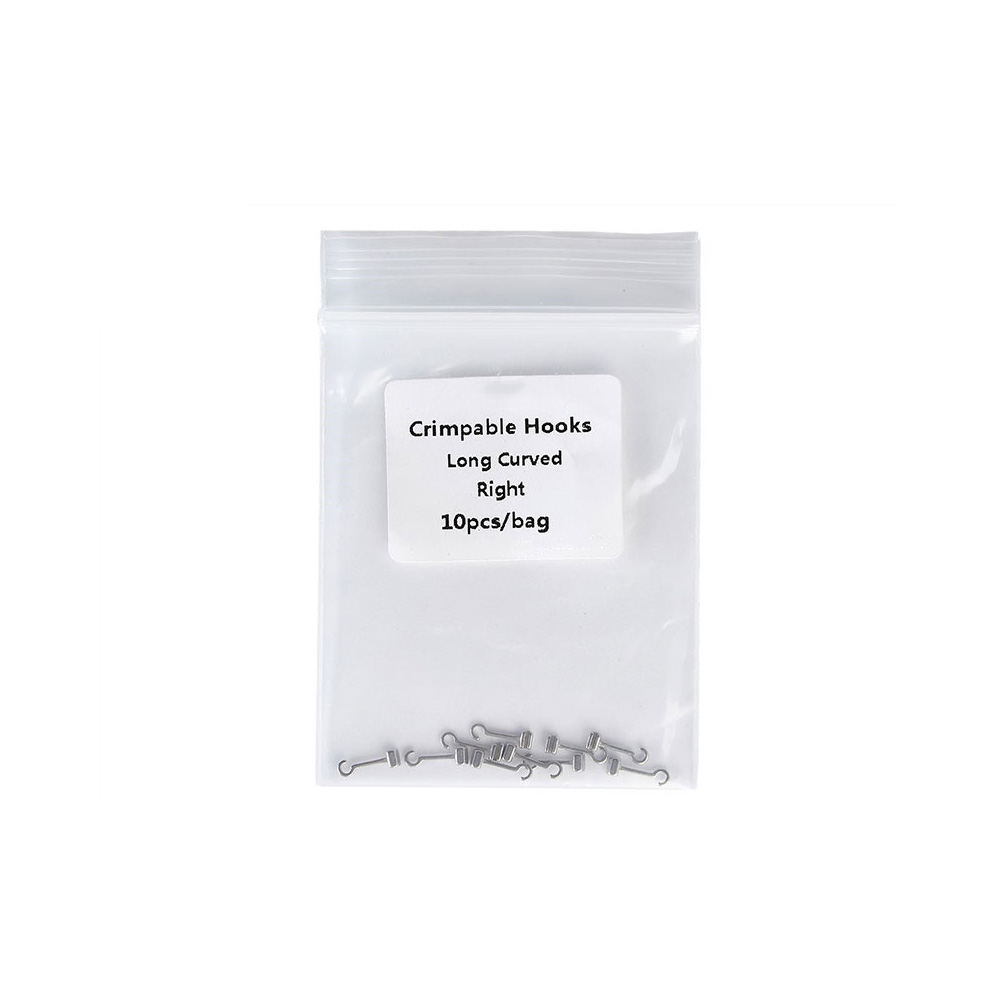 10 unids/bolsa gancho de ortodoncia Dental ganchos crimpables curvados largos Material de acero inoxidable soportes accesorios de odontología izquierda/derecha: Blanco