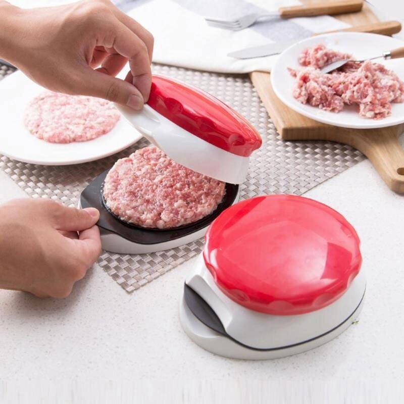1pc nyskapende kjøkkenverktøy mini rødt hamburger kjøttpresser burger maker grille kjøkkenutstyr patties plast lage verktøy