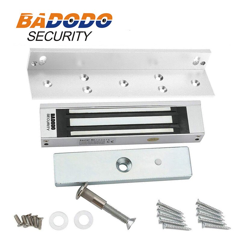 Badodo-sistema de Control de acceso, cerradura eléctrica Magnética/electromagnética con soporte en L, 180KG, 350lb, 12V