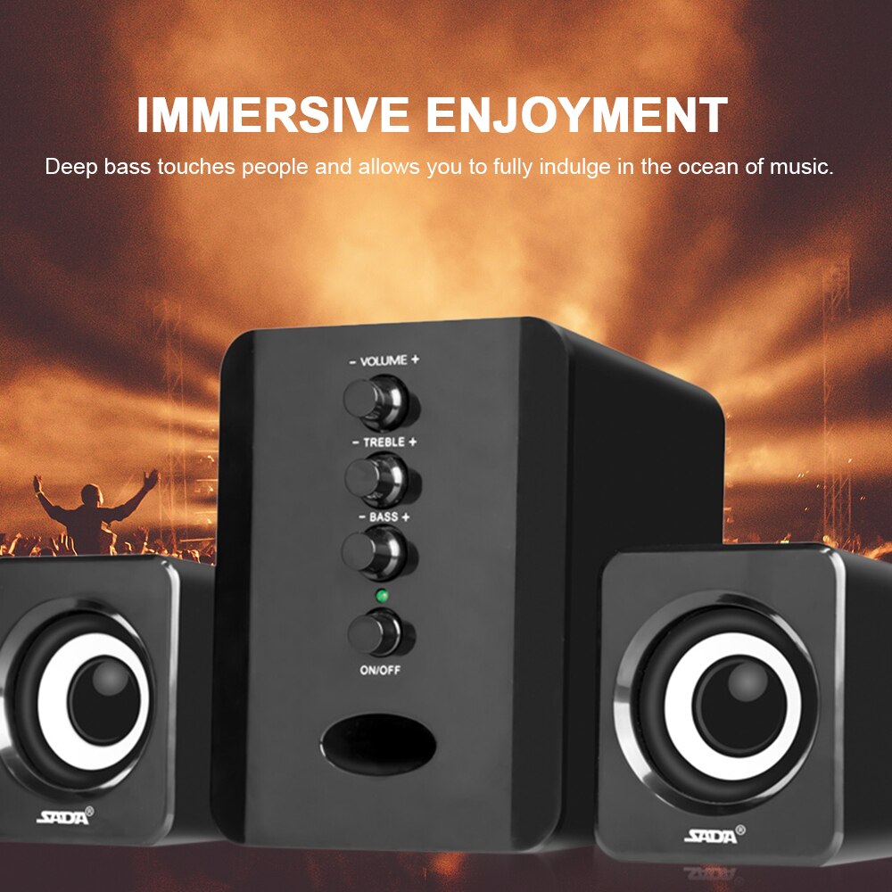 SADA speakers computer USB Wired Combination Speakers Computer Bass Stereo Speakers with Subwoofer Sound Box for PC Smart Phone