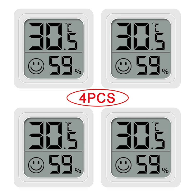 Mini termómetro Digital LCD, higrómetro, medidor de humedad y temperatura ambiente interior, herramientas de medición del hogar, juego de 4 Uds.