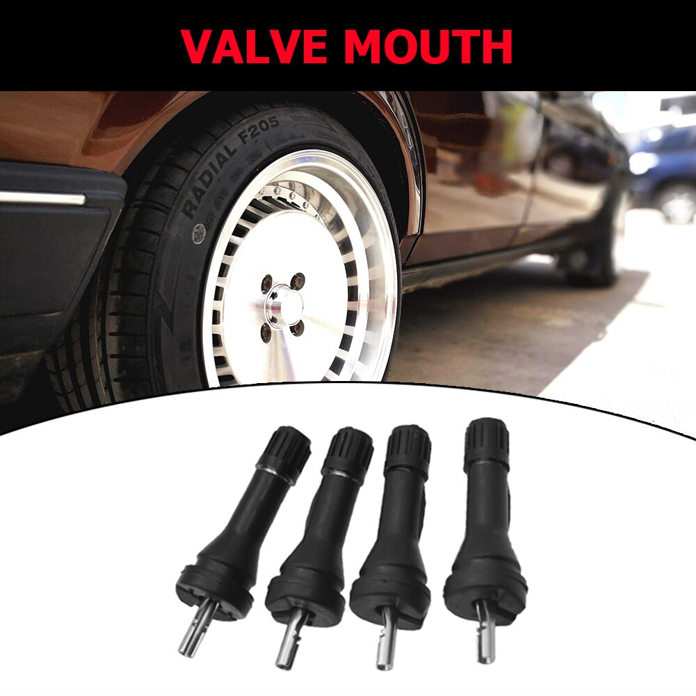 4 stk tpms dækventiler gummi bilventil stilk dæksensor kit tpms udskiftningstrykovervågningssystem sensor stamme passer