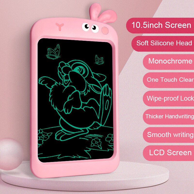 10.5inch Electronic Digital Graphic Drawing Tablets LCD Screen Writing Tablet Handwriting Pad Drawing Board Tablet For Drawing: Pink Single