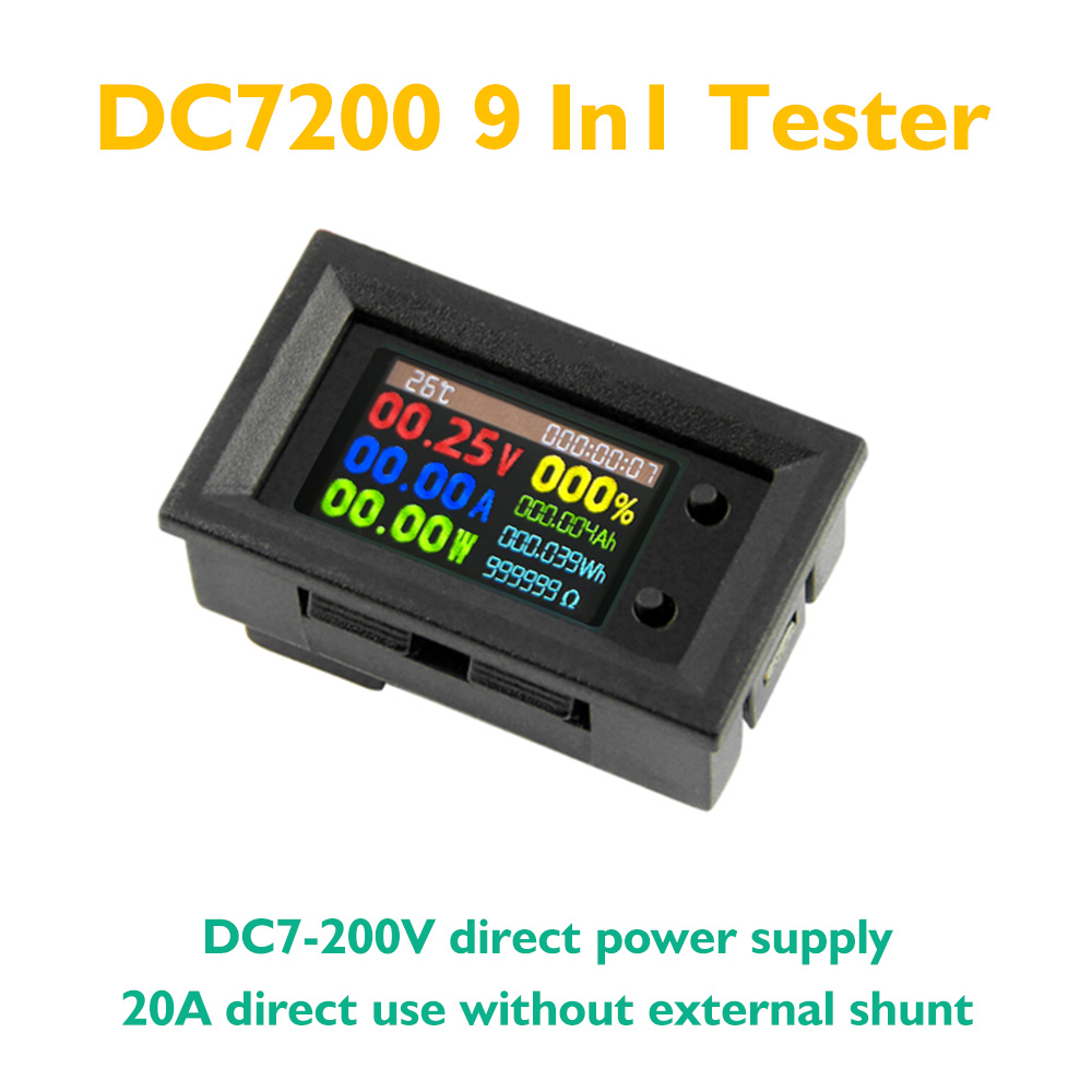 DC 0-200V 20A Voltmeter Ammeter KWS Power Energy Meter LED Digital DC Wattmeter Meter 9-in-1 Multi-function Measuring Instrument