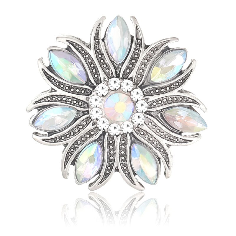 KZ3674 Schönheit Strass Bunte Blumen blüzehn elegante 18MM schnappen tasten passen 18mm schnappen Armbinde schnappen schmuck: Heißes Stempeln