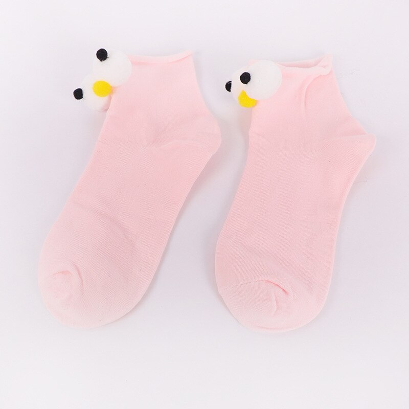 South Korean Girl Socks Style Big Eyes 13 Colors Cartoon Cotton Cute  Interesting Short Socks: Pink