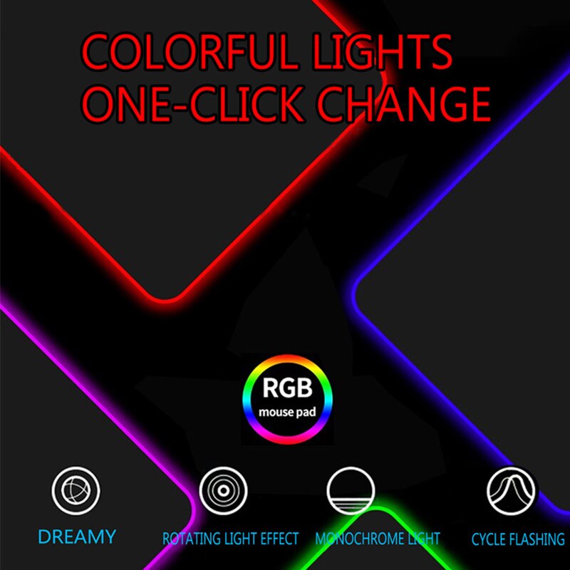 XGZ Hexagonal Texture RGB Large Mouse Pad Gamer LED Backlight Mause Lockedge Desktop Gaming PC Keyboard Desk Pad