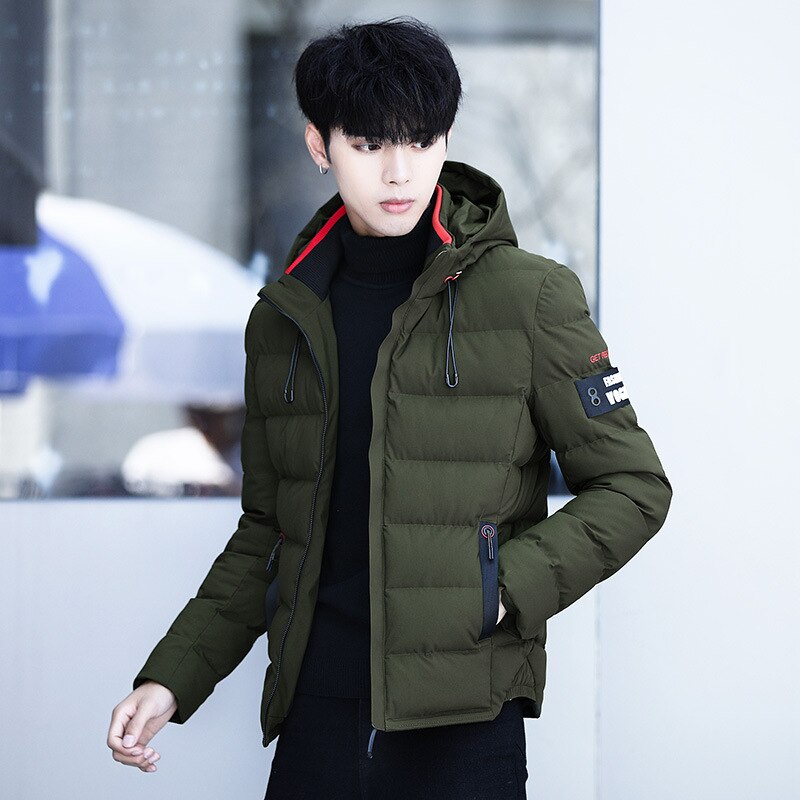 Veste d'hiver streetwear pour homme, parka épaisse et chaude à capuche, manteau d'hiver décontracté et slim pour étudiant