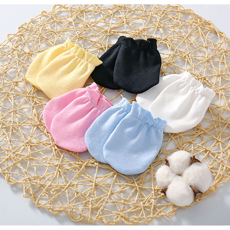 3pcs Set Baby Hats Newborn Gloves Baby Feet Cover Pure Cotton Pure Color Pure Cotton Set