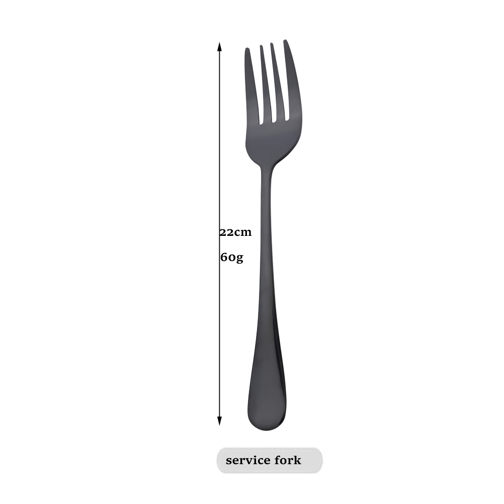 Mirror Kitchen Dinnerware Dinner Public Fork Restaurant Stainless Steel Distributing Fork Buffet Serving Fork Accessories Tools: 1Pcs Black