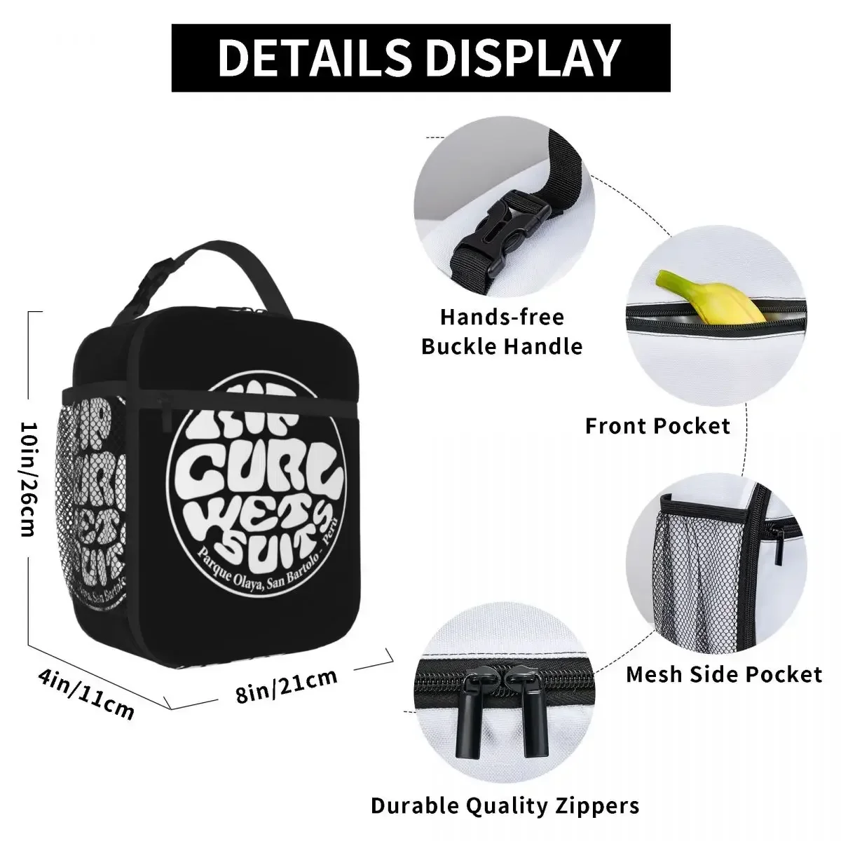 Rip Curl Wet Suits Insulated Lunch Bag Portable Picnic Bags Thermal Cooler Lunch Box Lunch Tote for Woman Work Kids