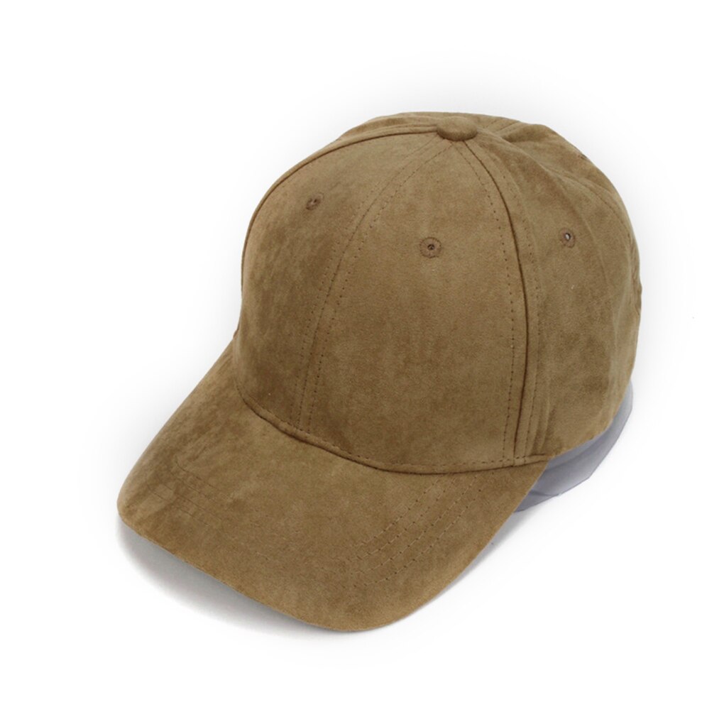 Justerbar unisex ruskind baseball cap buet randen hat ensfarvet udendørs sports hat vinter hat cap