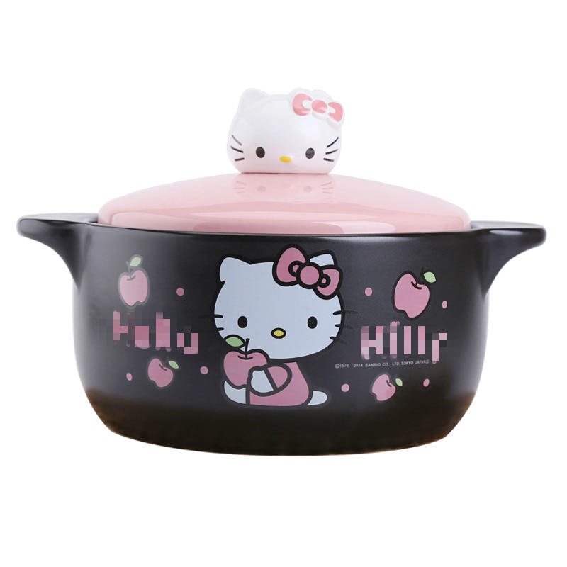 1.6L Pink Cartoon Ceramic Casserole Saucepan High temperature resistance Soup Porridge pot Spodumene Slow cooker 23.5x10cm