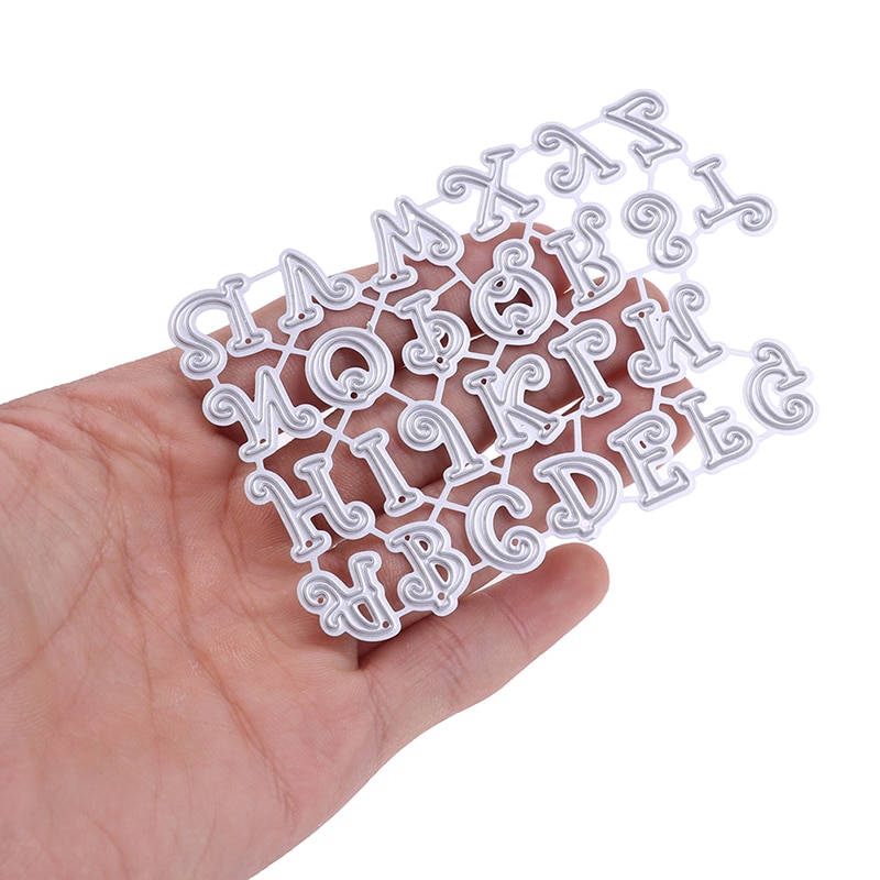 Alfabet bogstaver dekoration metal stålrammer skæremaskiner diy skrot booking fotoalbum prægning af papirkort 10.2*6.9cm