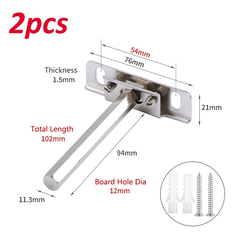 1/2/4pcs Silver Steel Floating Brackets Heavy Duty Metal Hidden Shelf Support Bracket Wall Mounted Multifunctional Home Hardware: 2pcs 102mm