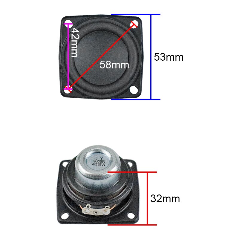 2 Inch 4ohm 15W 53Mm Full Range Speaker Neodymium 20Mm Grote Spreekspoel Geschikt Voor Charge3 Reparaties 2Pcs