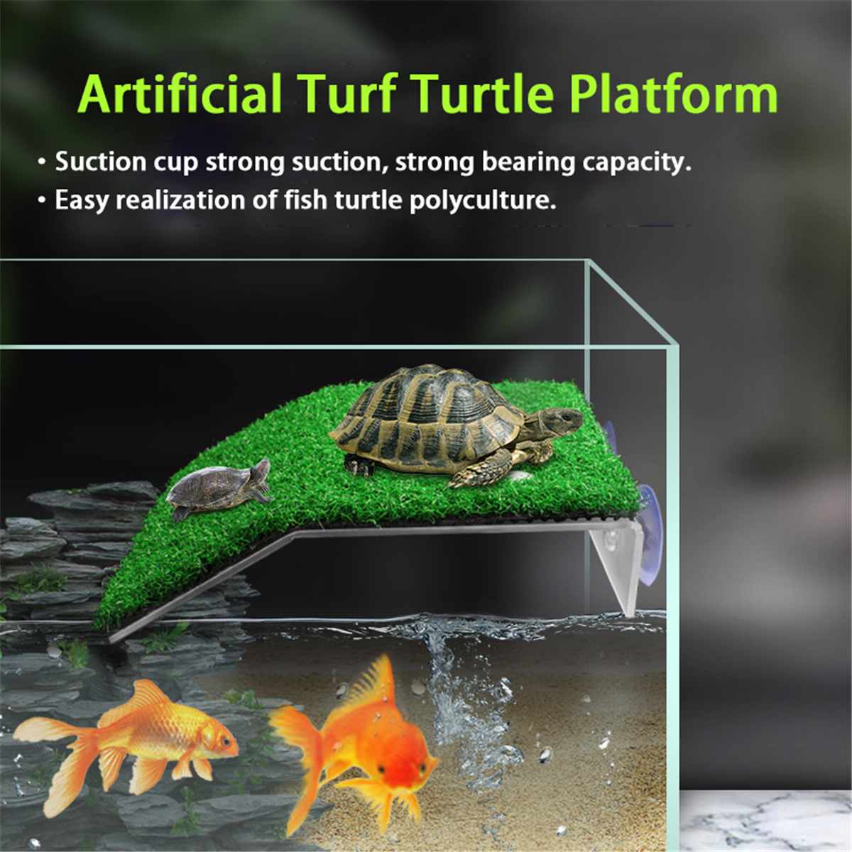 Skilpadde basking plattform akvarium dekor akryl turtle island akvarier mos klatre øy for skilpadder reptil tank dekorasjon