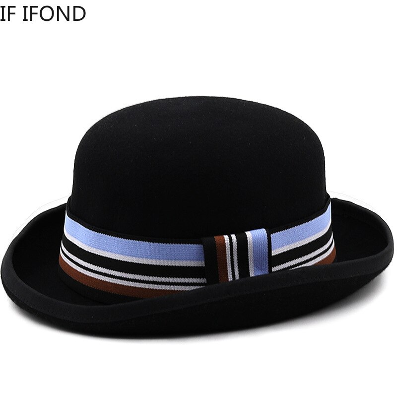 100% Wool Felt Jazz Fedoras Hats Bowler Hat For Men Women Party Formal Derby Hats Classic Church Cap
