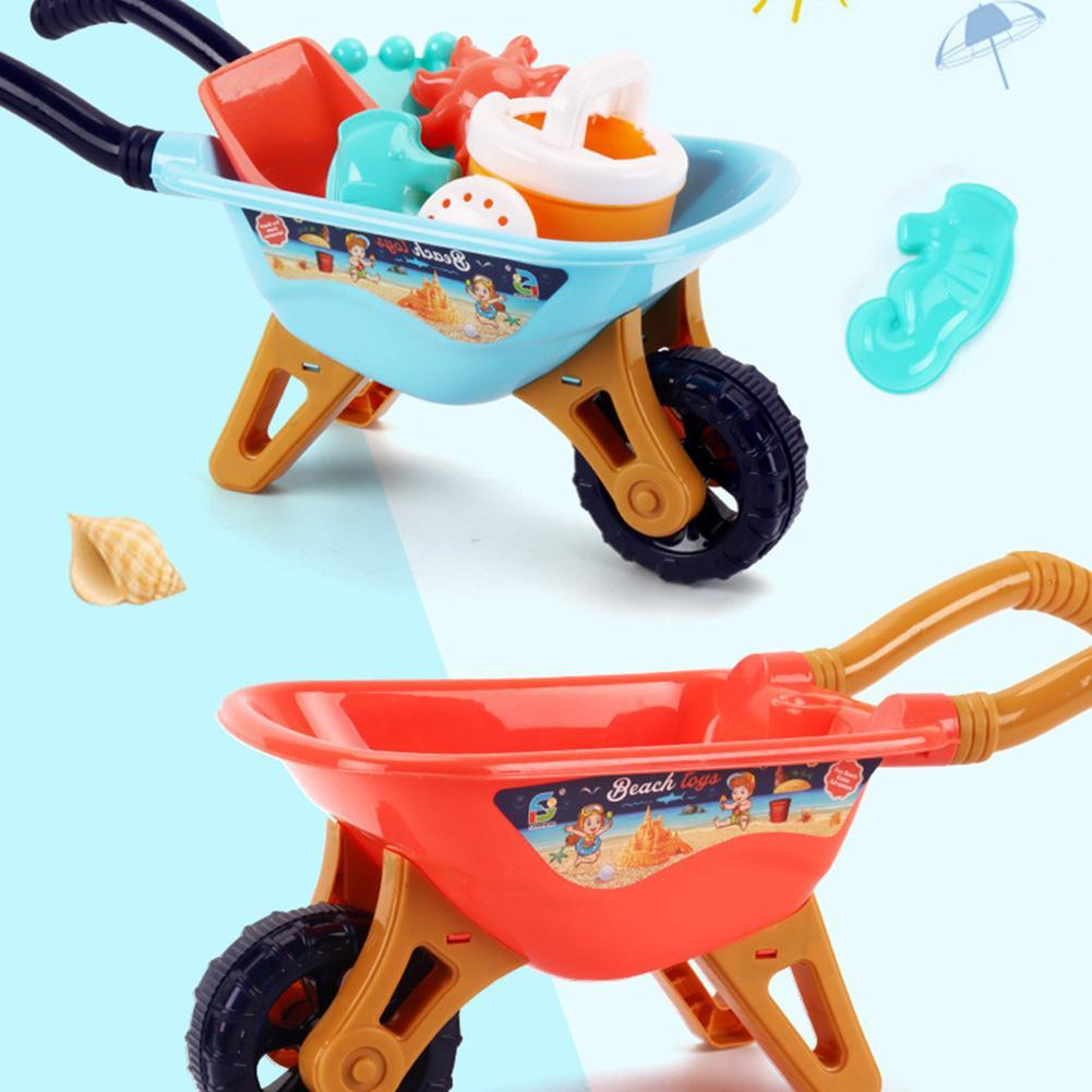 Summer Children Beach Toys Kids Play Water Toys Baby Trolley Shovel Sprinkler Toys Kit For Beach Play Sand Box Set Kit Play Cart