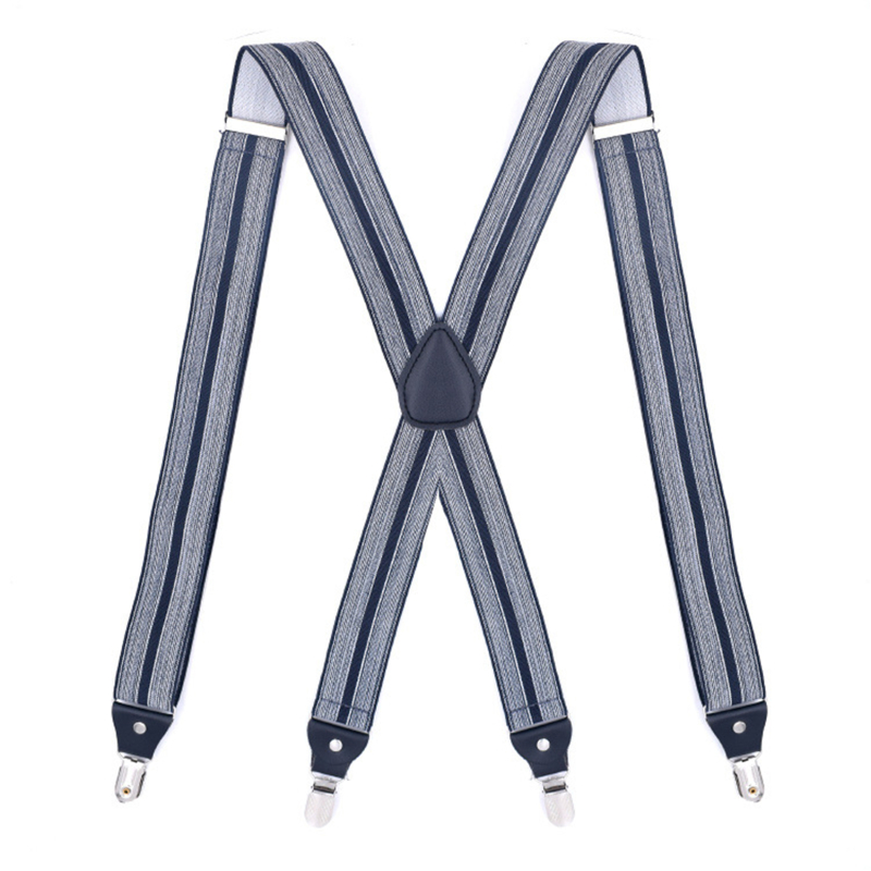 35/25/20mm Brede Mannen Bretels Hoge Elastische Verstelbare 4 Sterke Clips Jarretel Zware X terug Broek Bretels: Black