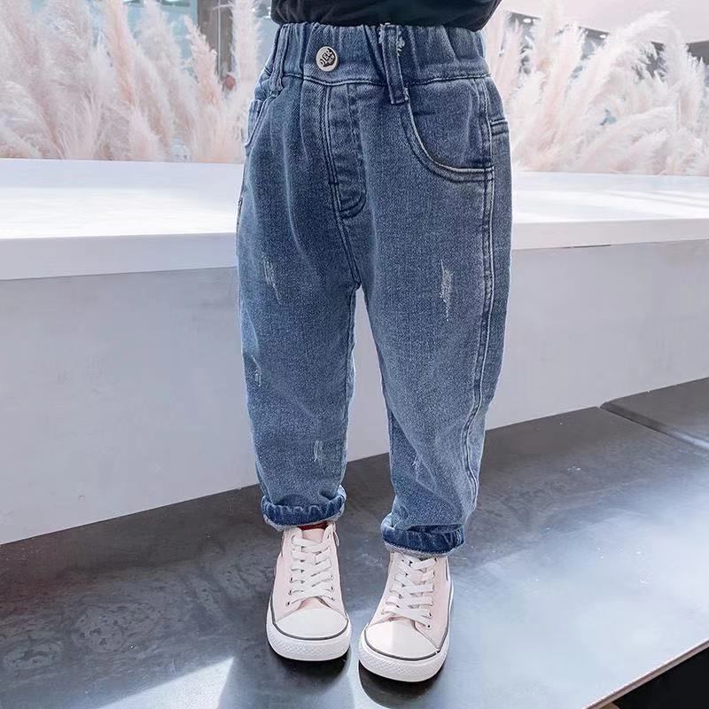 freundlicher fest Jeans Lange Hosen Hosen Jungen mädchen Klassische Denim Hosen Baby Jeans Herbst Winter Kleidung für 2-8 jahre: Blau / 130