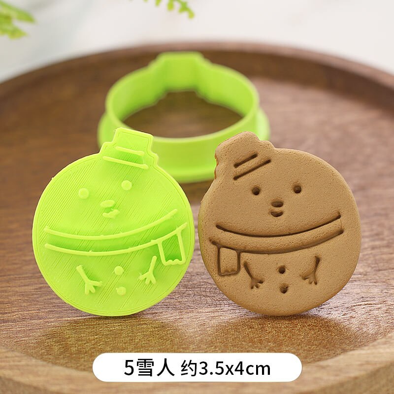 Cartoon Kerst Serie Biscuit Mold Driehoek Ronde 3D Drie-Dimensionale Drukken Keuken Handgemaakte Biscuit Cutter Bakken Tool: Style 5