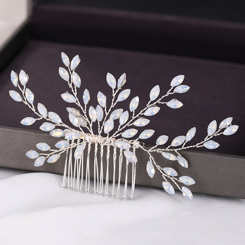 Rose Gold Crystal Wedding Hair Combs for Bridal Headpiece Hair Accessories Handmade Women Wedding Hair Jewelry FS248: Silver