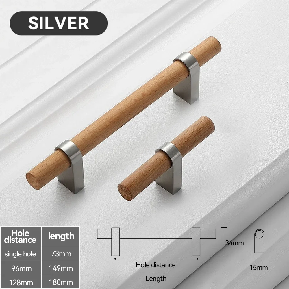 Tiradores de madera para muebles, pomos de Puertas doradas, negras y plateadas para armarios de cocina y cajones: 4XL / Cromo
